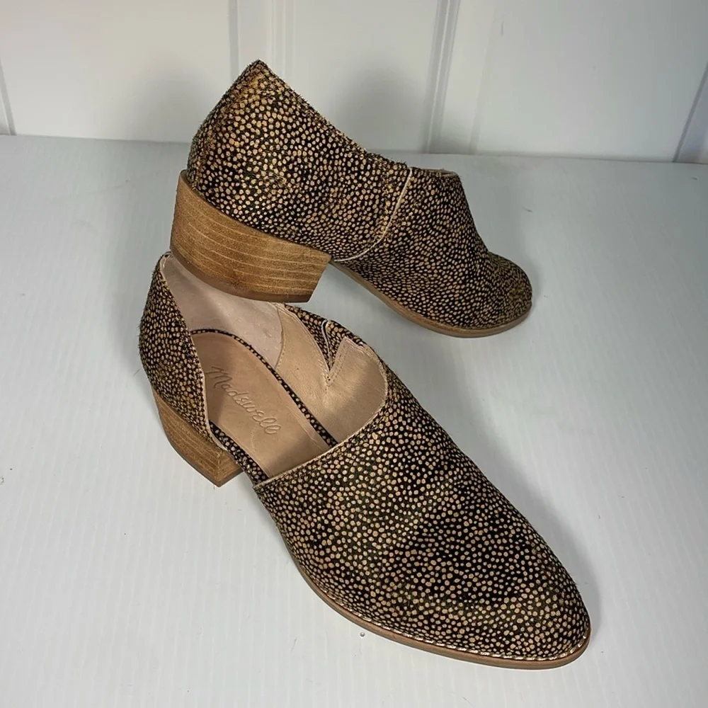 Madewell The Lucie Bootie Sz 7 Leather Brown Cutout Flat Calf Hair Upper Slip-On - Picture 2 of 16